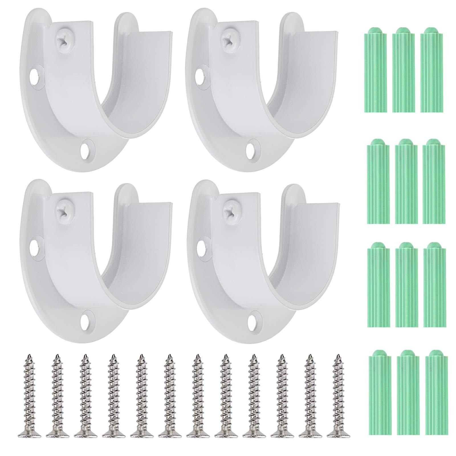 4 Packs Closet Rod End Supports Brackets 1-1/2" Diameter, U Shaped Stainless ... gallery