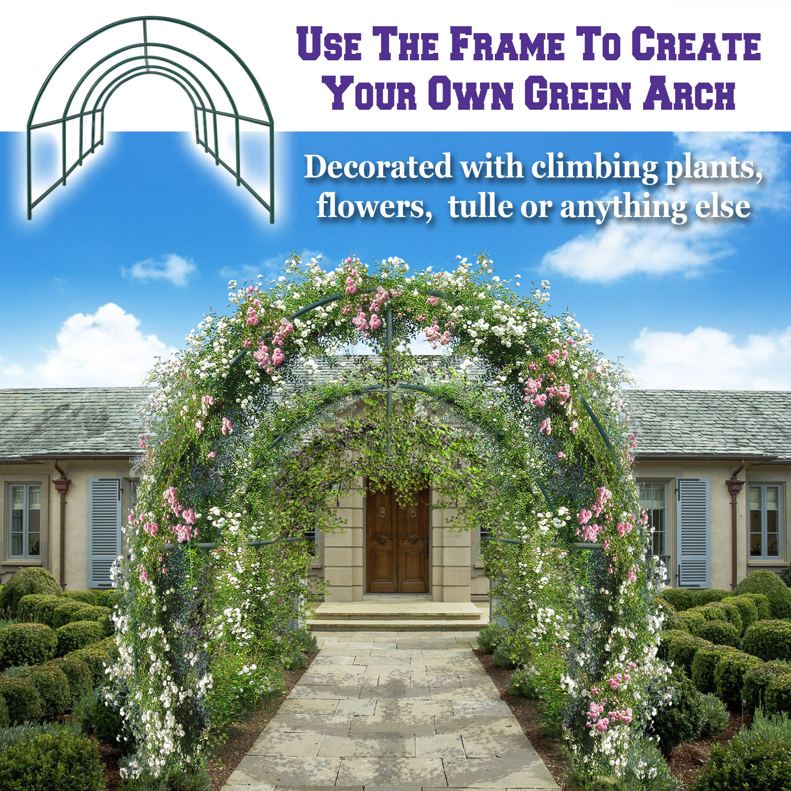 Multi-size Large Walk-in Greenhouse Replacement Steel Frame Powder Coated Arch gallery