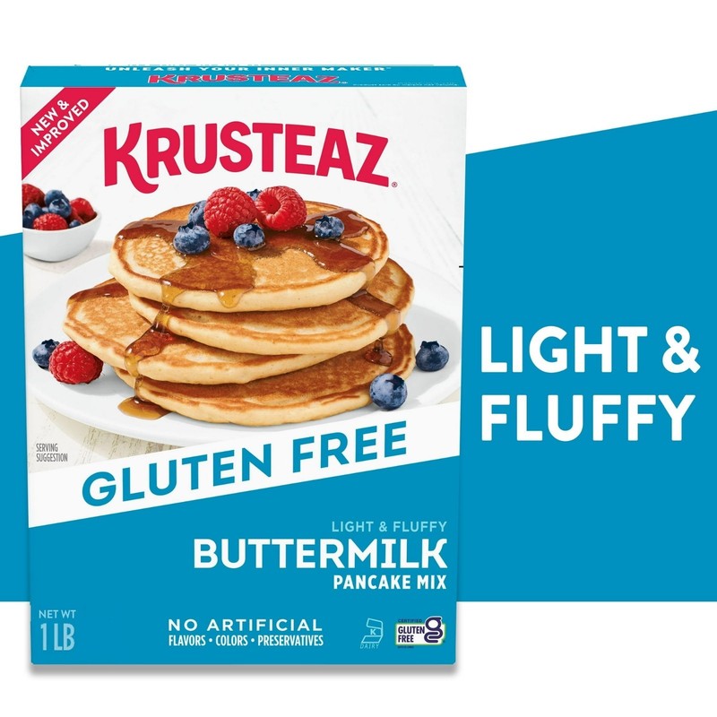 Krusteaz Gluten-Free Light & Fluffy Buttermilk Pancake Mix – 16 oz Box gallery
