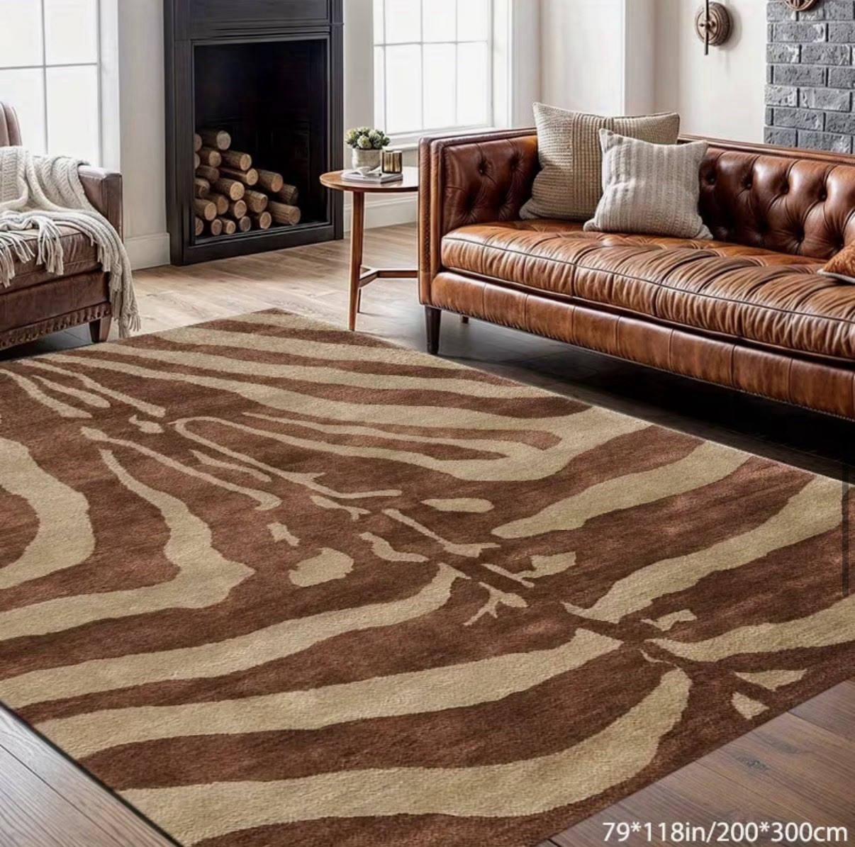 Zebra Skin Hand Tufted Carpet Brown And Beige Anti Skid Rug Animal 7x10 Inches gallery