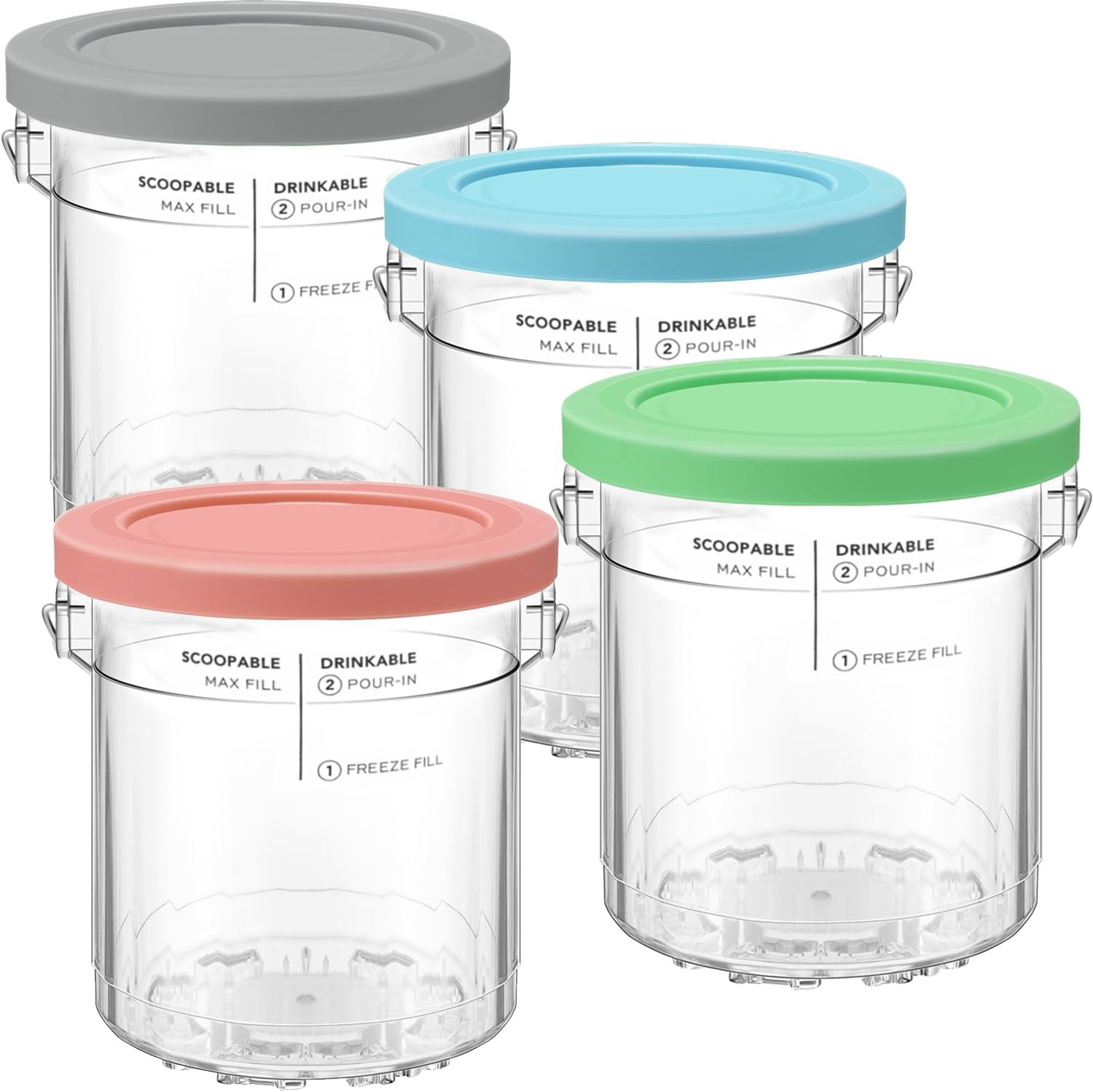 Replacement for Ninja Creami Deluxe (4 Pack, 24oz), XL Cups with Lids Compatible gallery