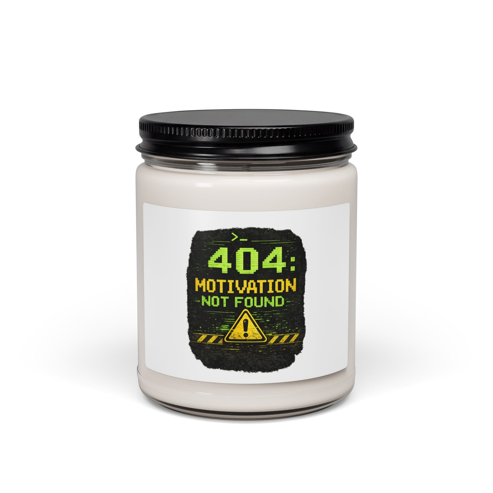 404 Motivation Not Found Scented Soy Candle — Funny IT Workplace Gift gallery