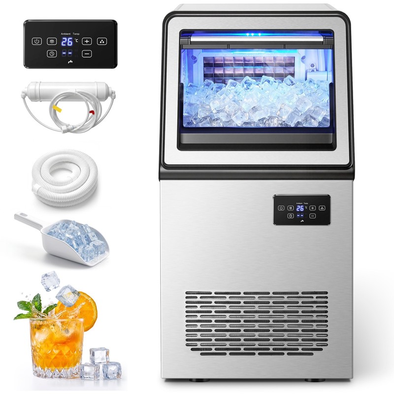 Commercial Ice Maker 130lb Stainless Steel Bar Restaurant Built-in Cube Machine gallery