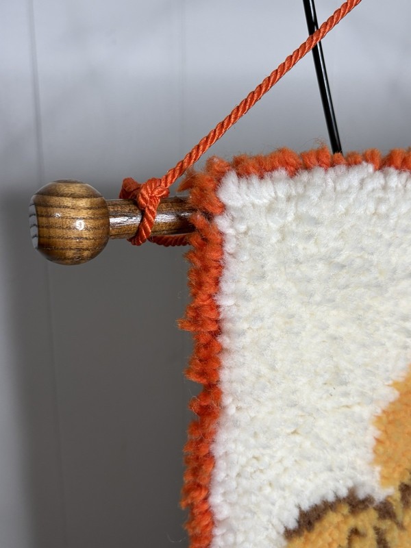 Vintage Retro Butterfly Latch Hook Wall Hanging Rug 1970s Orange Boho Hippie 27” gallery