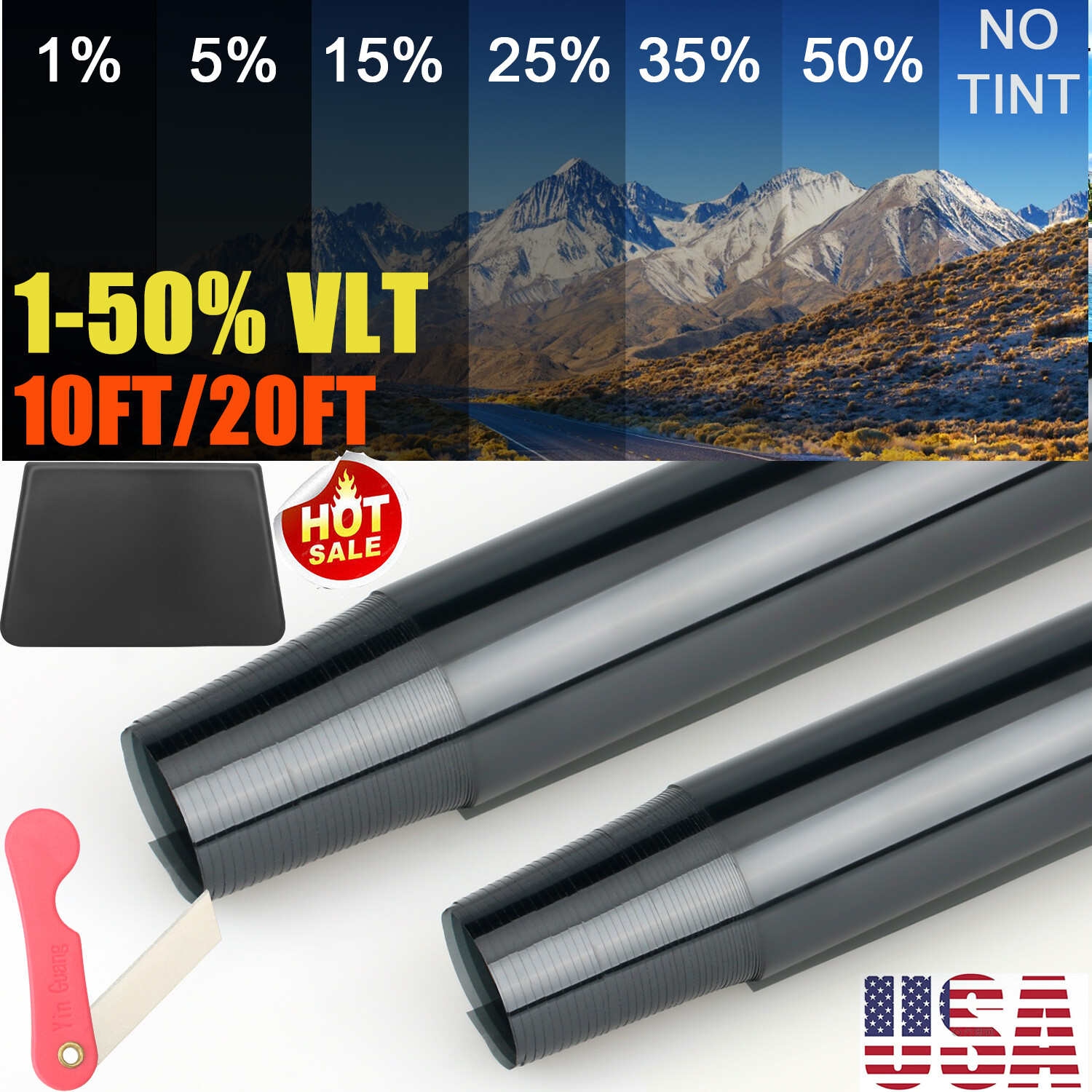 20" x 10FT/20FT Uncut Car Window Tint Film Roll 5-50% VLT Car Home Office Glass gallery