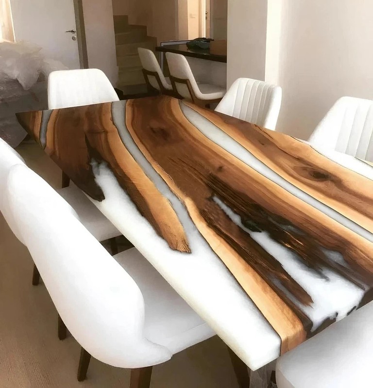 Live Edge Epoxy River Dining Table Top Natural Wood Handmade Modern Decor gallery