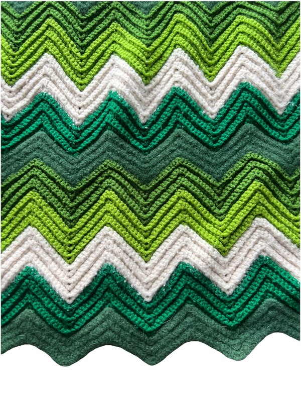 Vintage Chevron Zig Zag Pattern Crochet Knitted Afghan Throw Blanket 33”x56” gallery