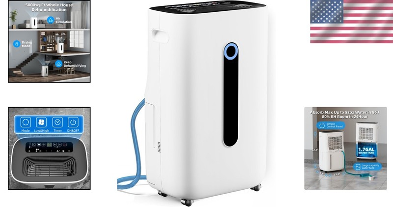High-Performance 80 Pint Dehumidifier - Continuous Drainage & Energy Saving gallery