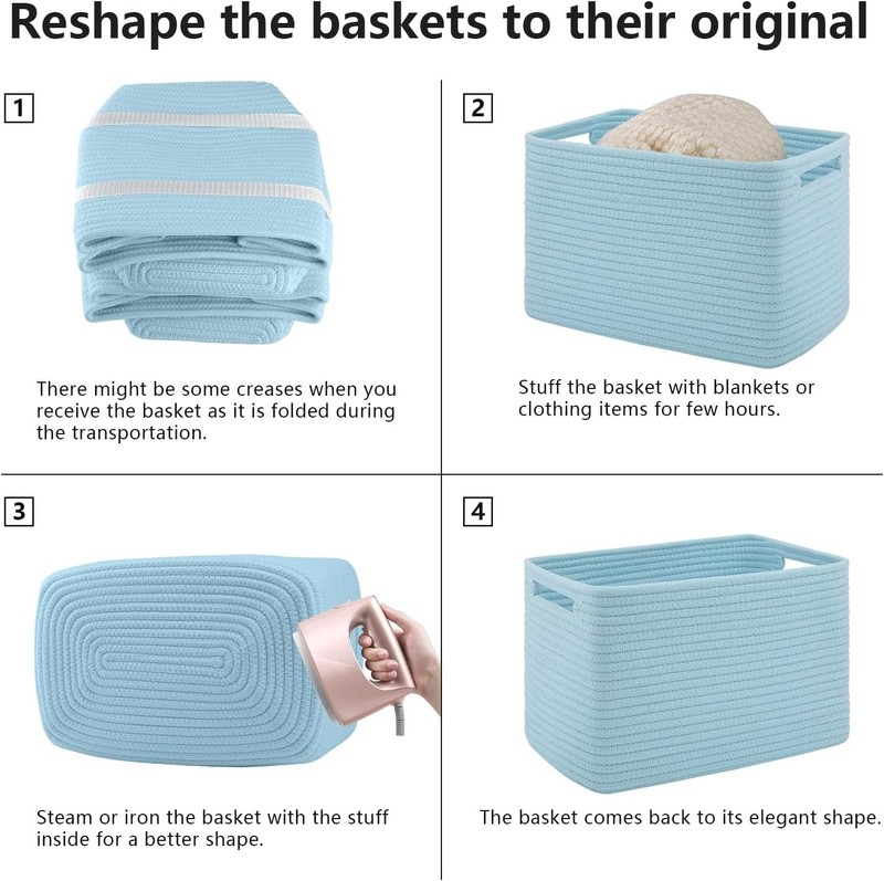 Woven Storage Basket Set, 4 Pack Sturdy Organizer Bins for Nursery & Shelves gallery