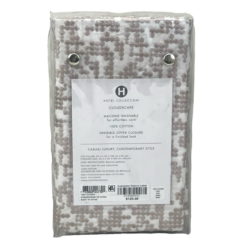 Hotel Collection Cloudscape Embroidered Cotton EURO Sham BLUSH - $135 gallery
