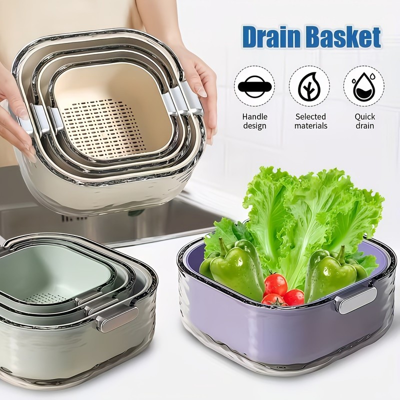 6pcs Large Medium Small Double Layer Drain Basket Set gallery