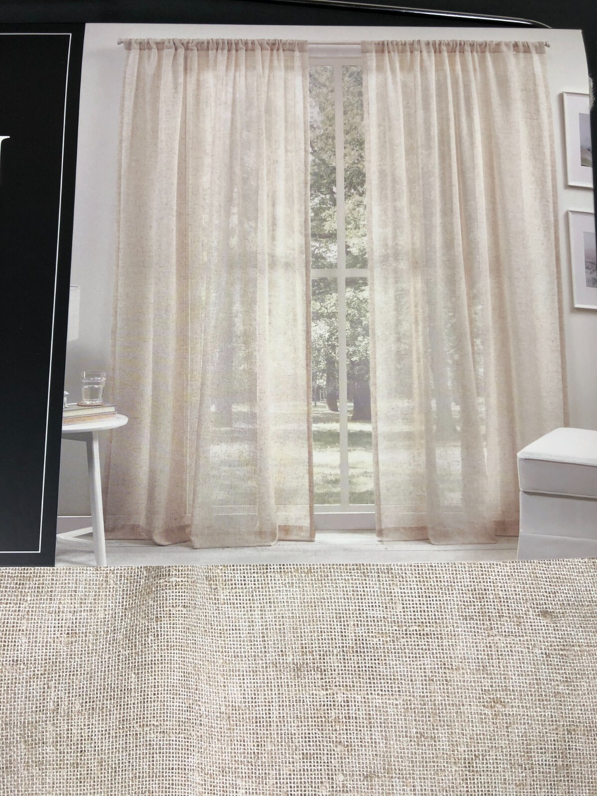 Ralph Lauren BOUCLE LINEN Blend Natural 84" Rod Pocket Window Panel Curtains gallery