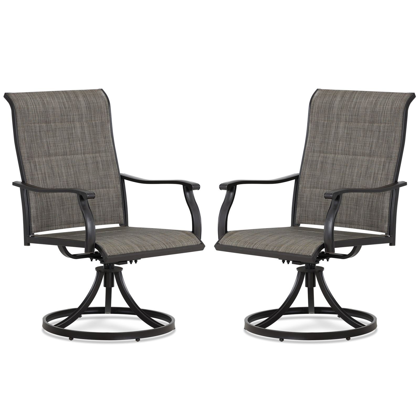 Aoodor 360?? Swivel Patio Dining Chairs Set of 2 Outdoor Chairs Set Gray & Brown gallery