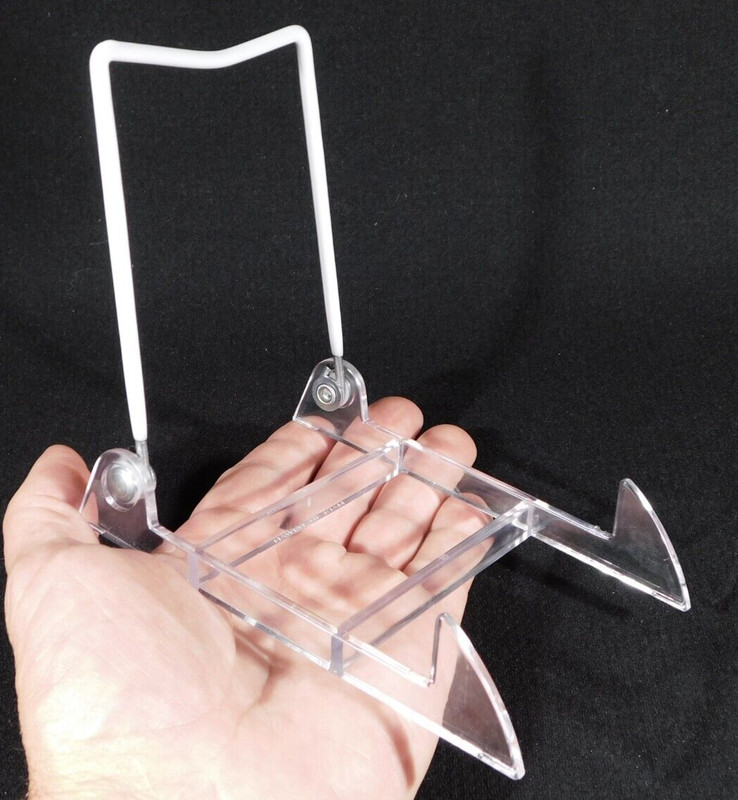 Easel Display Stand Medium Size ADJUSTABLE White Back Clear Base gallery