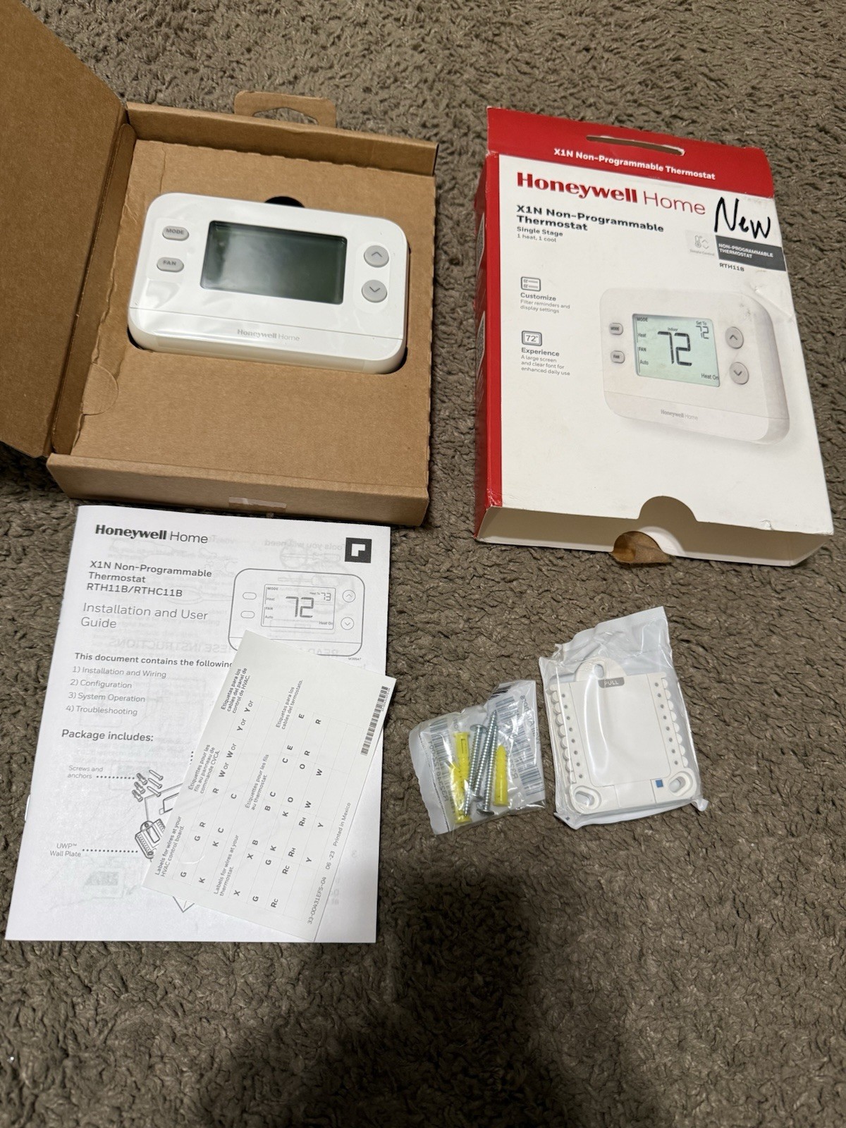 Honeywell X1N Non-Programmable Thermostat RTH11B Single Stage NEW OPEN BOX gallery