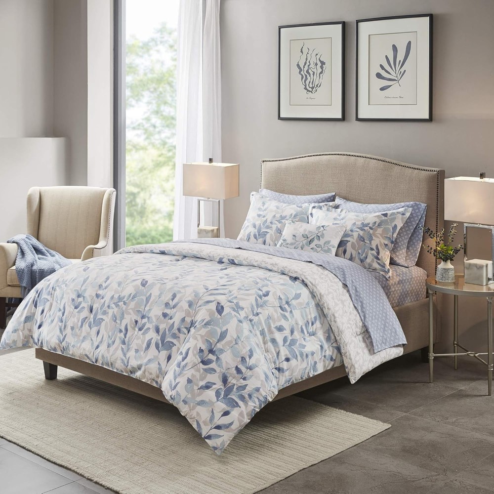 Essentials Cozy Bed in a Bag Reversible Comforter W/ Complete Sheet Set Modern
