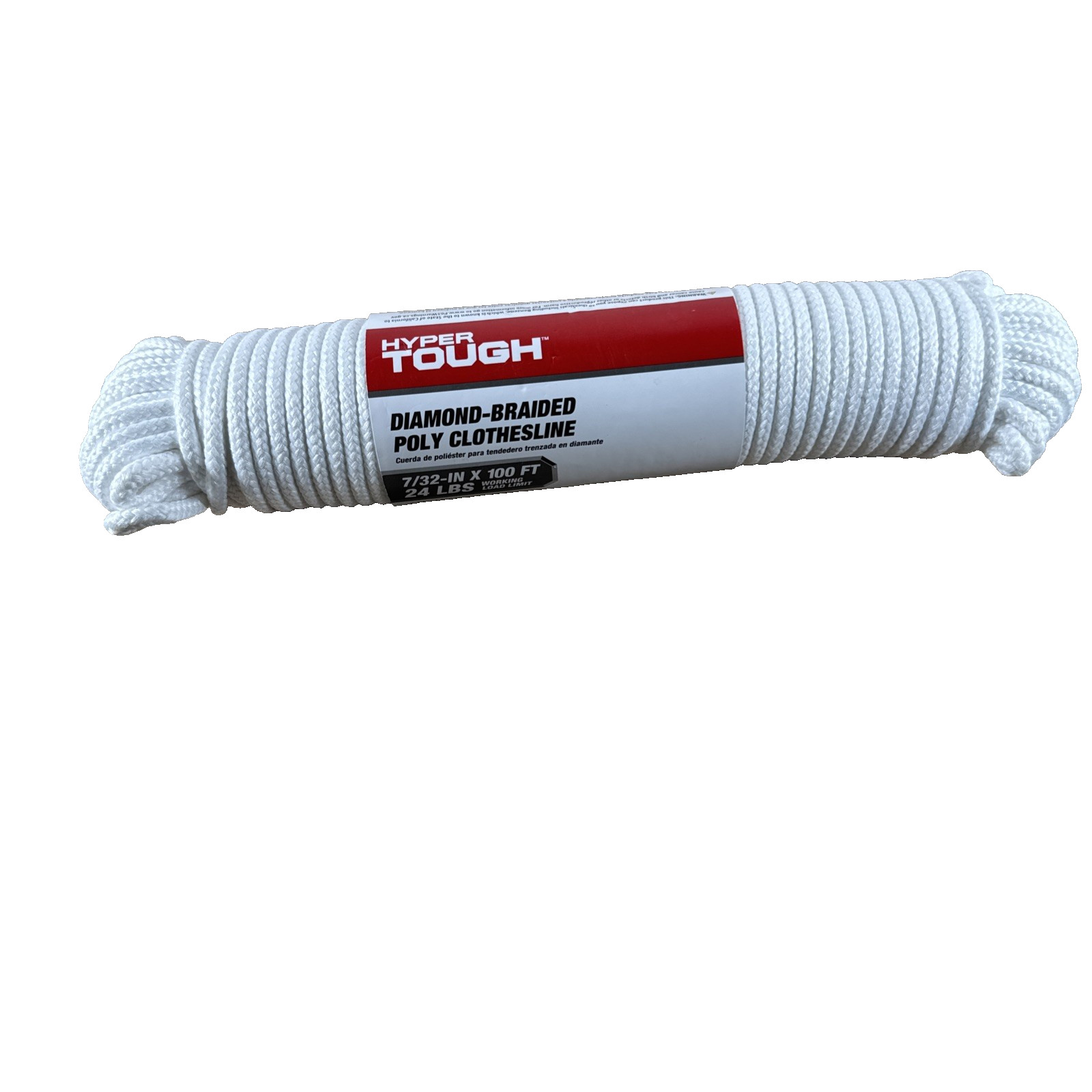 NEW Hyper Tough Poly Blend Diamond Braid Rope White 7/32" x100' 24lbs Load Limit gallery