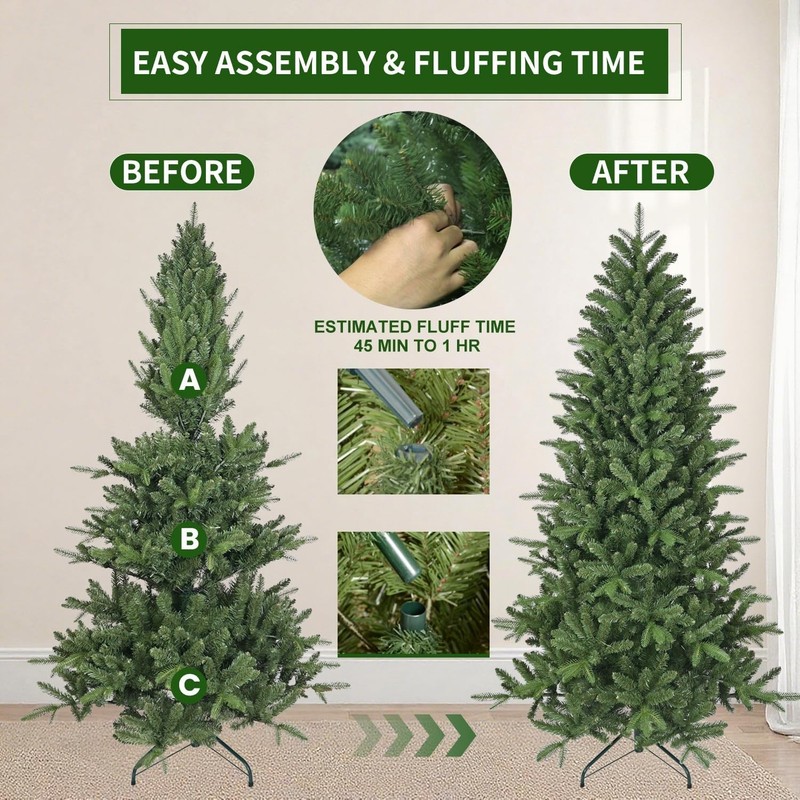 6ft Green Artificial Christmas Tree Full Classic Spruce Xmas Tree Unlit w/ Stand gallery