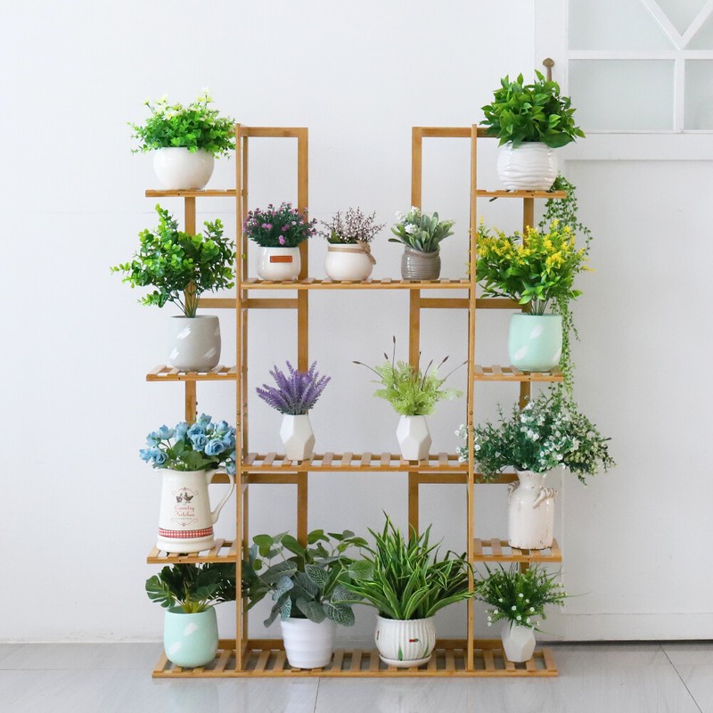 Large Flower Stand Plant Rack Shelf Bamboo Planter Storage Display Shelving Unit gallery