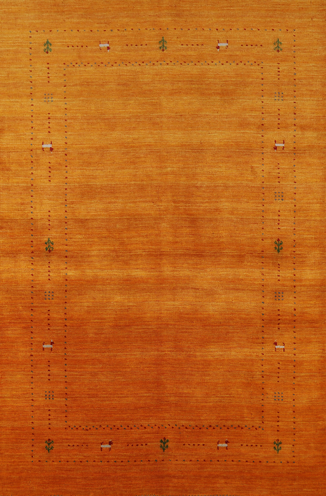 Timeless Gabbeh Design High-quality Orange Hand-knotted Wool Rug 5x8 ft gallery