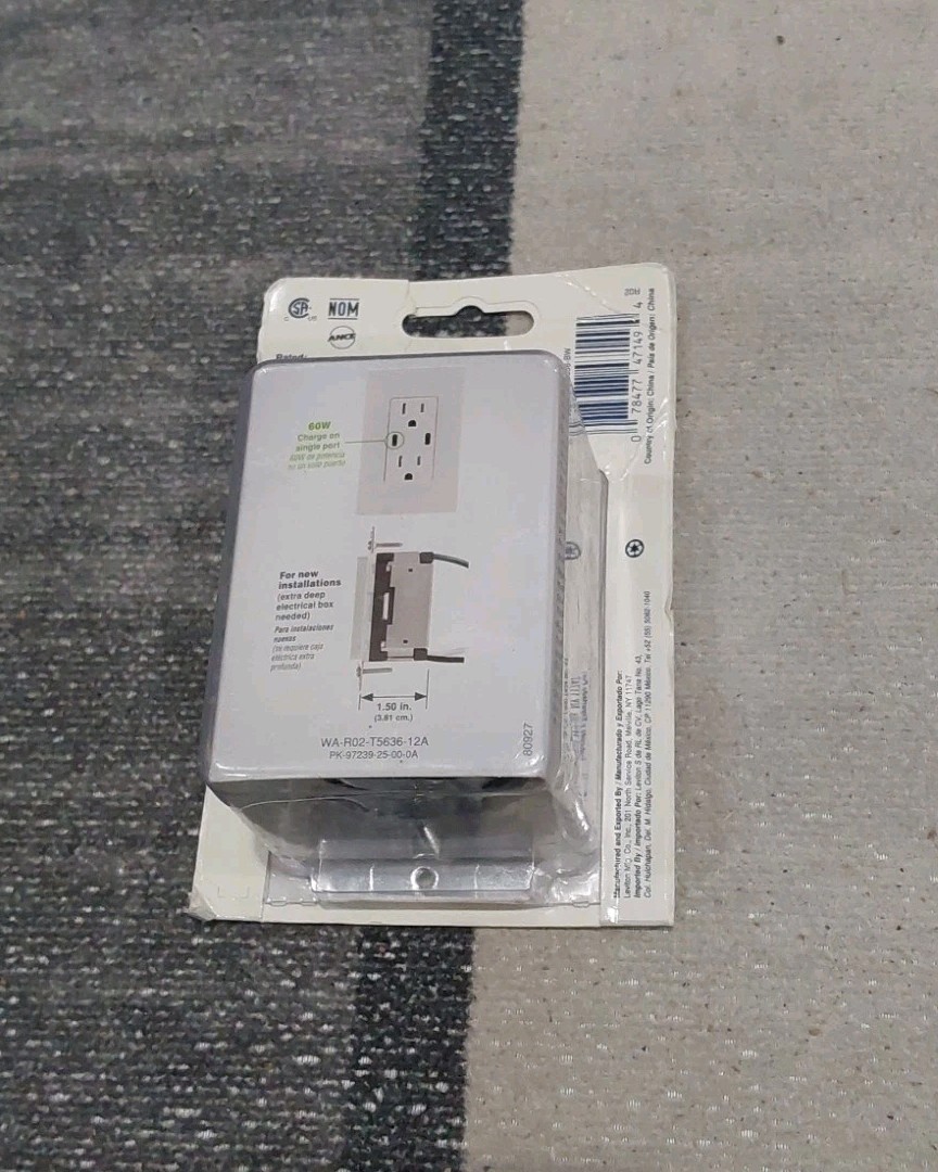 USB Wall Outlet High Power Dual Type-C w/ Power Delivery 60W (T5636-BW) NEW E3 gallery