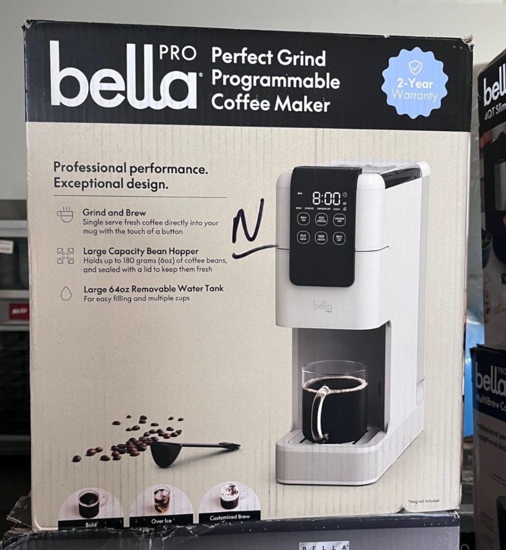 bella PRO Programmable Single-Serve Coffee Maker Integrated Burr Grinder Oatmilk gallery