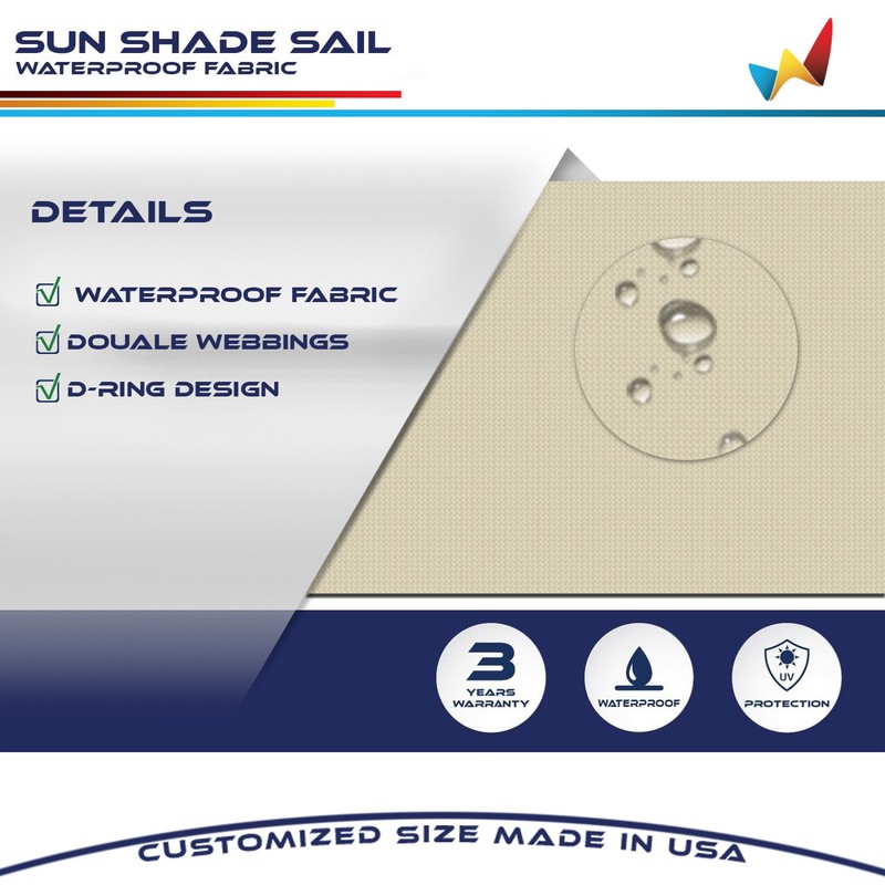 Beige 5-24FT Triangle Waterproof Sun Shade Sail Garden Pool Patio Cover gallery