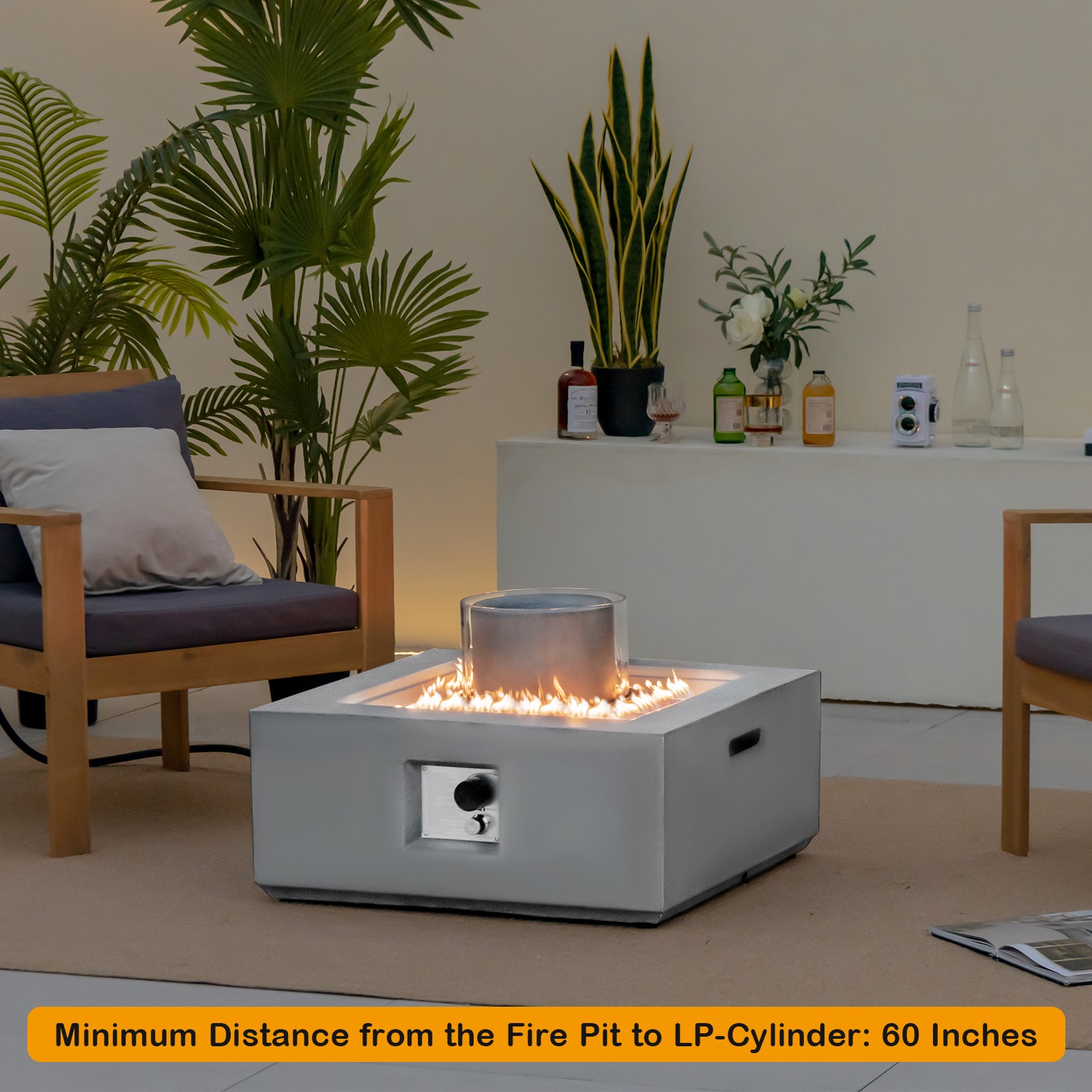 28" Patio Fountain Fire Pit Table w/ High-Grade Magnesium Oxide & PC Cover Grey gallery