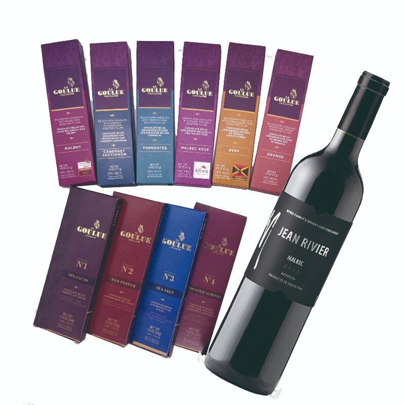6 Chocolate Bars + 4 Chocolate Tablets + Malbec Joven Jean Rivier