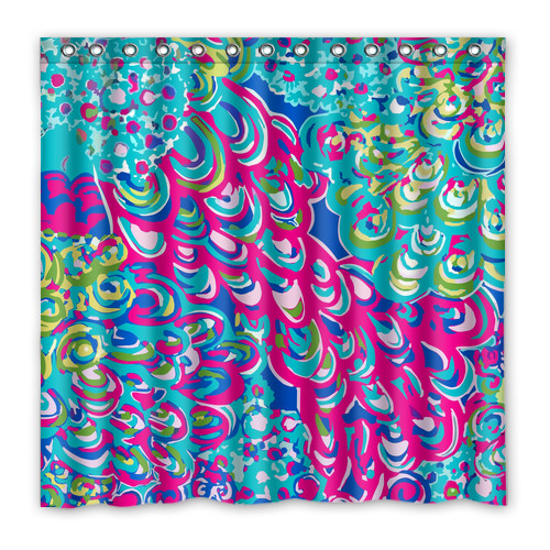 Custom Lilly Pulitzer Pattern Waterproof Polyester Shower Curtain 3 size