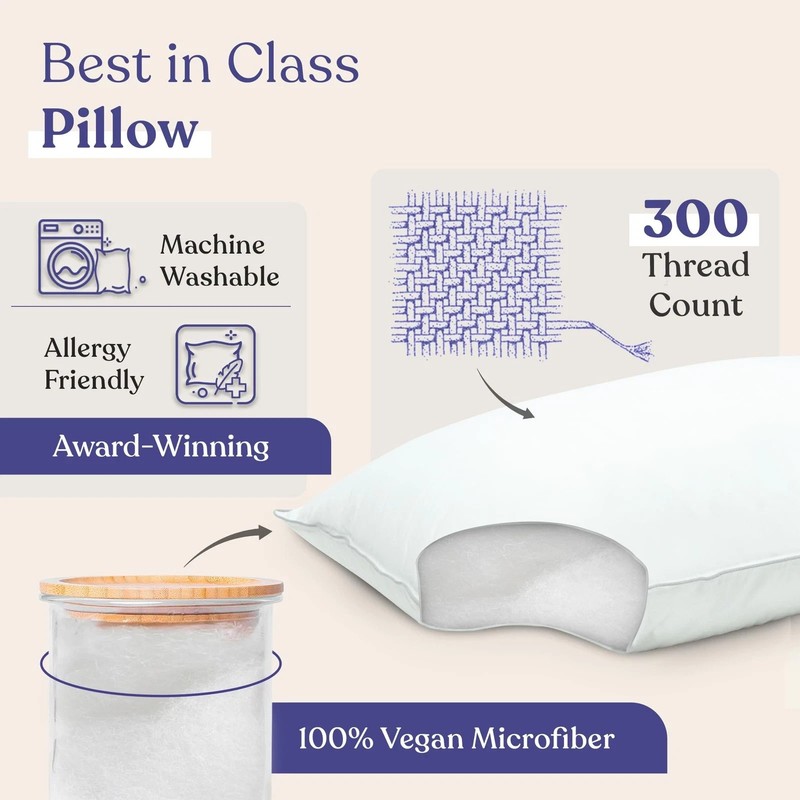 FluffCo Zen Fluff™ Down Standard/Queen Soft Pillow with 600 Fill Duck Down gallery