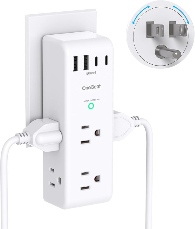 Surge Protector Outlet Extender - with Rotating Plug, 6 AC Multi Plug Outlet wit gallery