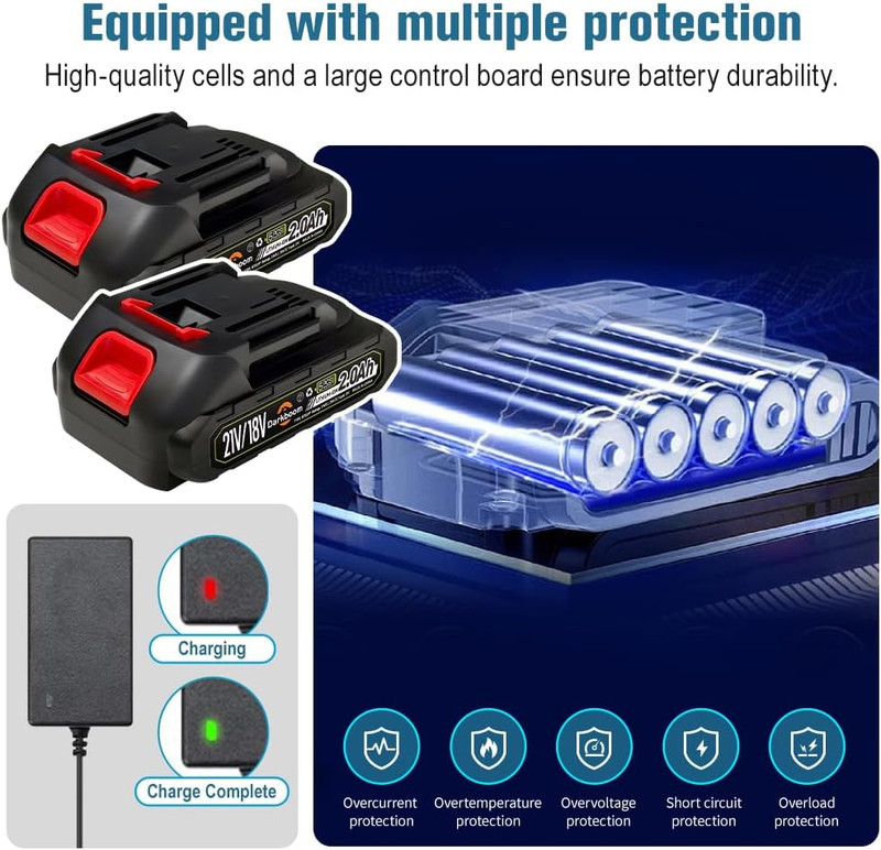 2 Pcs Batteries Replacement for Makita, 4.0Ah 4000Mah Battery for 18V 20V 21V Po gallery