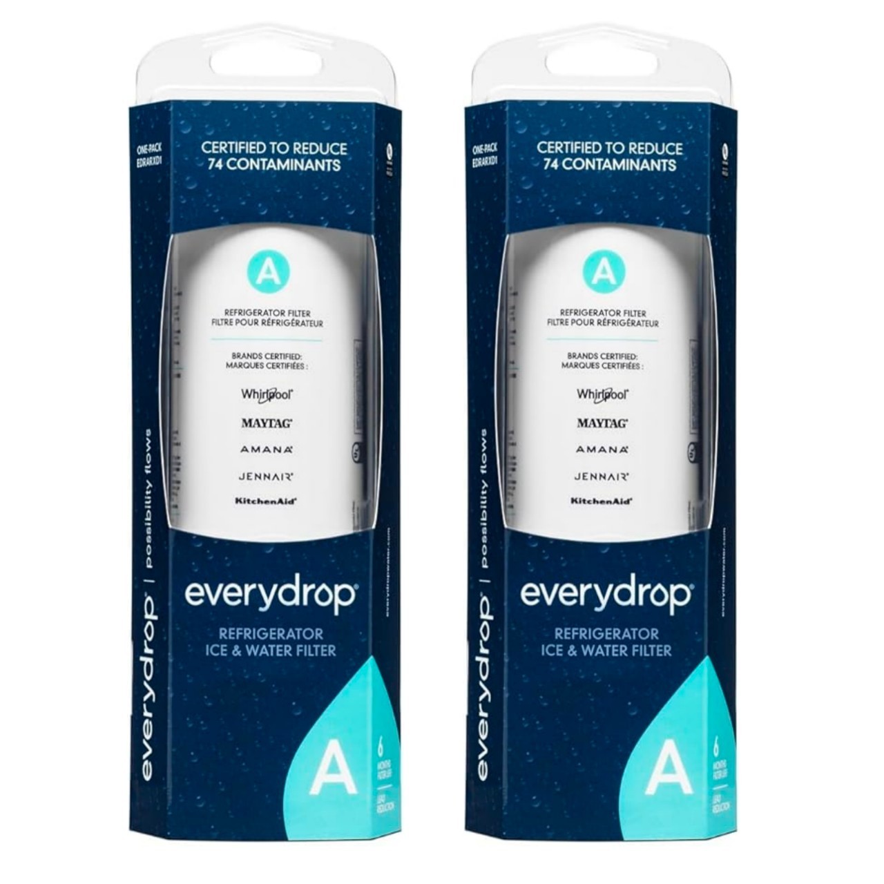 2 Pack Ice and Water Refrigerator Filter A ED²RARX²D1 Sealed NEW gallery