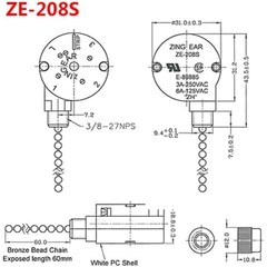 Ceiling Fan Switch 3 Speed 4 Wire Pull Chain Switch Fan Light Switch Replacem…