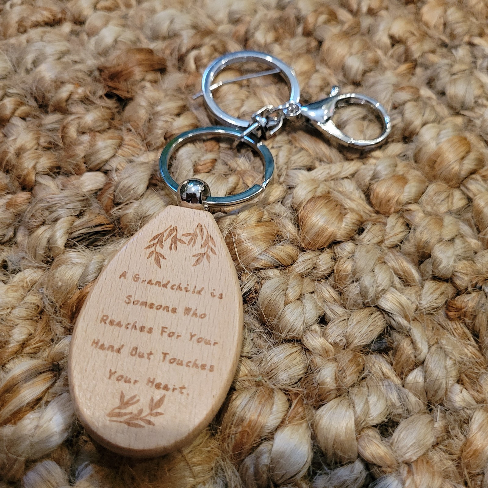 Wood Photo Frame Keychain Gift Set Grandparents Picture Grandchildren Display gallery