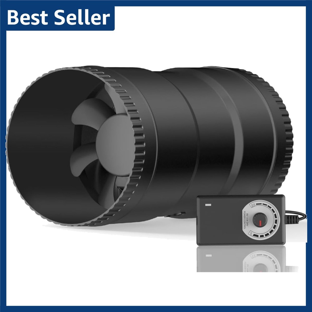 6 Inch Inline Blower Fan with Speed Controller 345 CFM Low Noise Eco Power