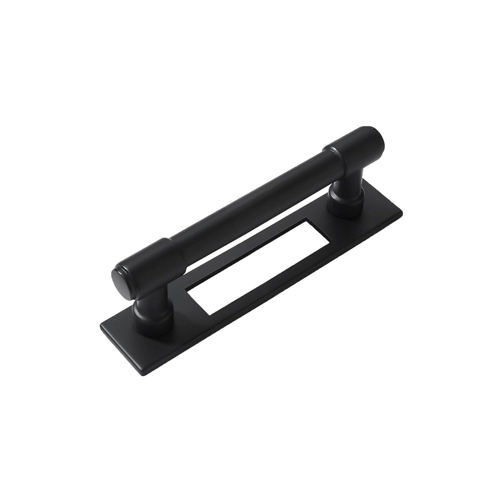 5-Pack 3in 76mm Black Cabinet Pull with Backplate Zinc Matte Kitchen