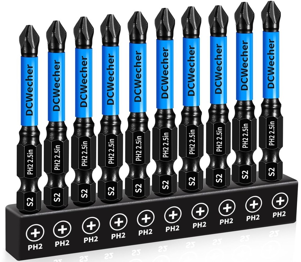 10-Pack 2 Phillips Bits for Impact Driver, 2.5-Inch Magnetic Drill Screwdriver B