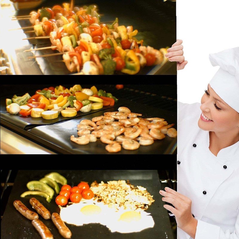 2-10pcs BBQ Grill Mat Non-stick Reusable Barbecue Pad Cooking Sheet Pad gallery