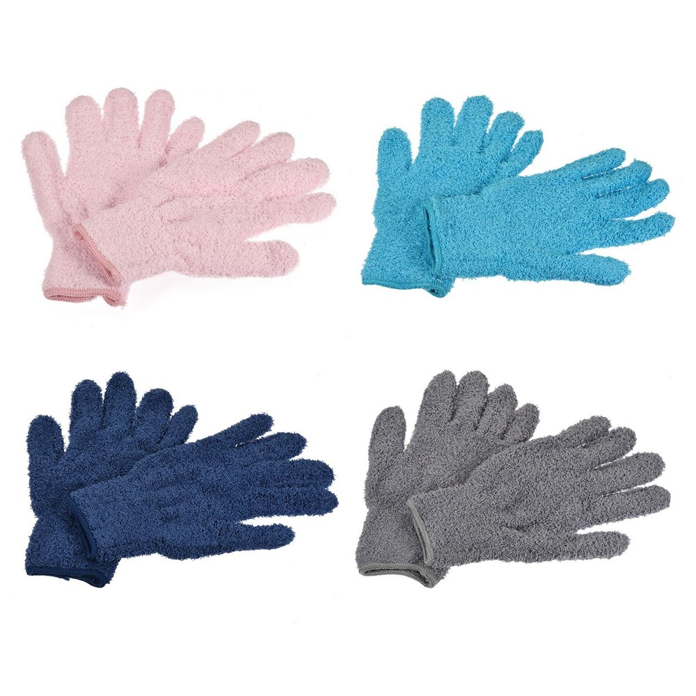 4 Pairs Dusting Cleaning Gloves Microfiber Mittens for Home Window 4 Colors