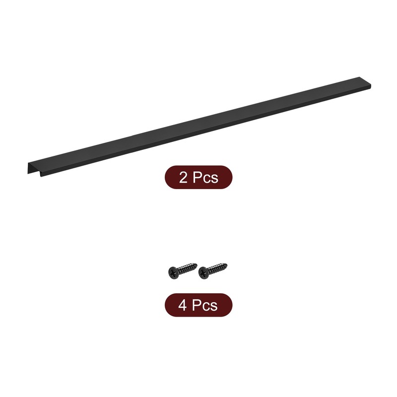 Cabinet Edge Finger Pull, 2pcs 600mm/23.62 Hidden Cabinet Pulls, Black gallery