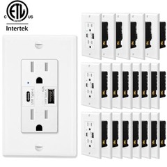 USB Wall Outlet 4.2A Type C and Type A Ports 15 Amp TR Receptacle for iPhone ×20