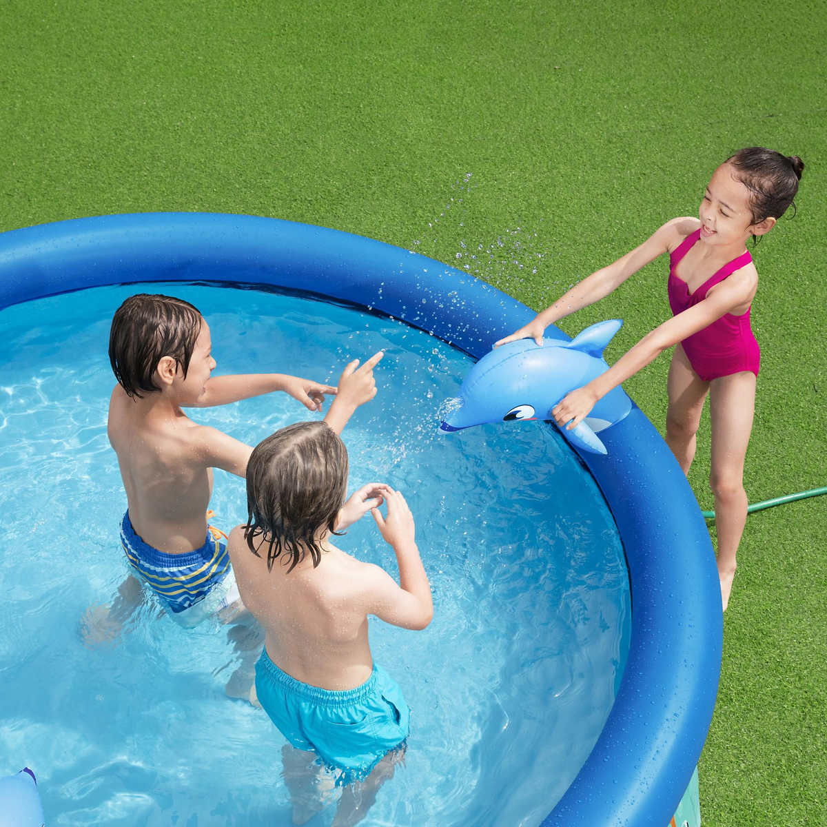 H2OGO!, Kids Inflatable Underwater Oasis Wet Spray Pool w Inflatable Dolphins gallery