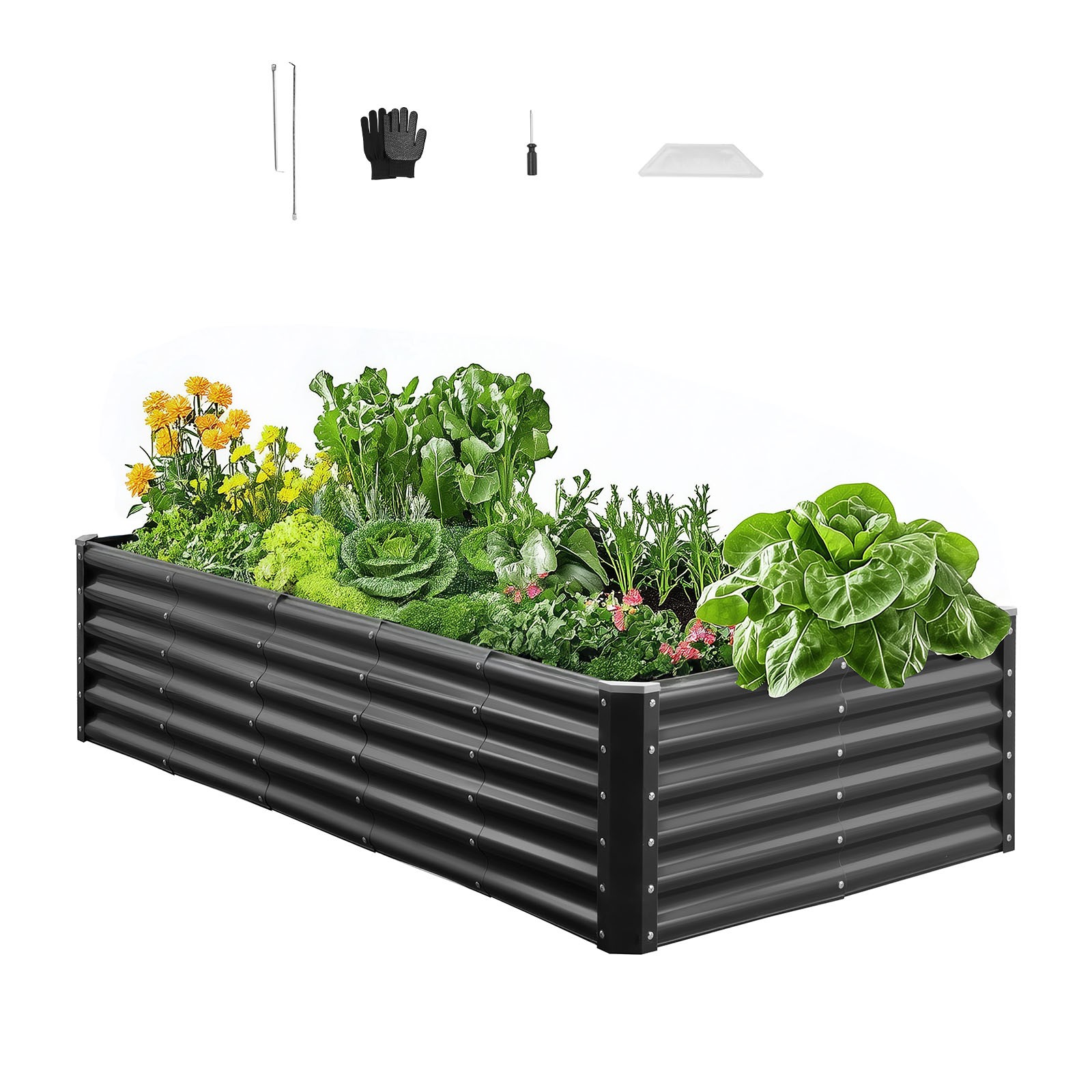 VEVOR Metal Raised Garden Bed Galvanized Planter Box 6x3x1.4ft Dark Gray Outdoor gallery