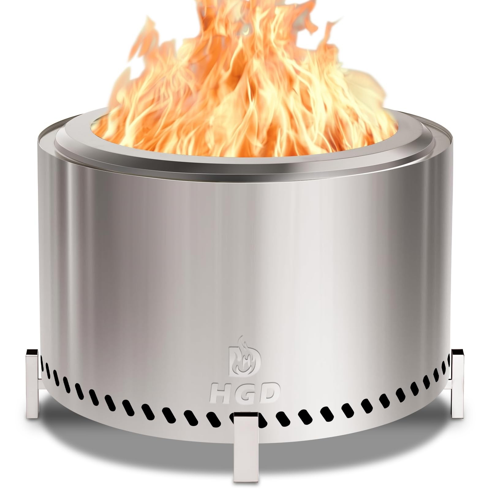 HGD 27.5" Smokeless Fire Pit Outdoor, Stainless Steel Wood Burning Firepit wi... gallery