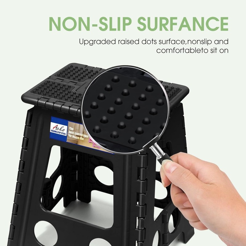 Folding Step Stool Plastic Foldable Stools Non Slip Dot Surface 13" 16" 17.5" gallery