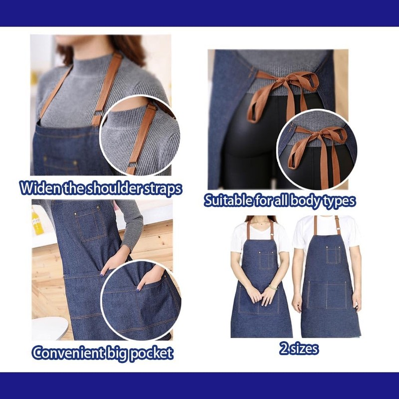 Adjustable Bib Apron with 2 Pockets for Chef Cooking Kitchen Restaurant gallery