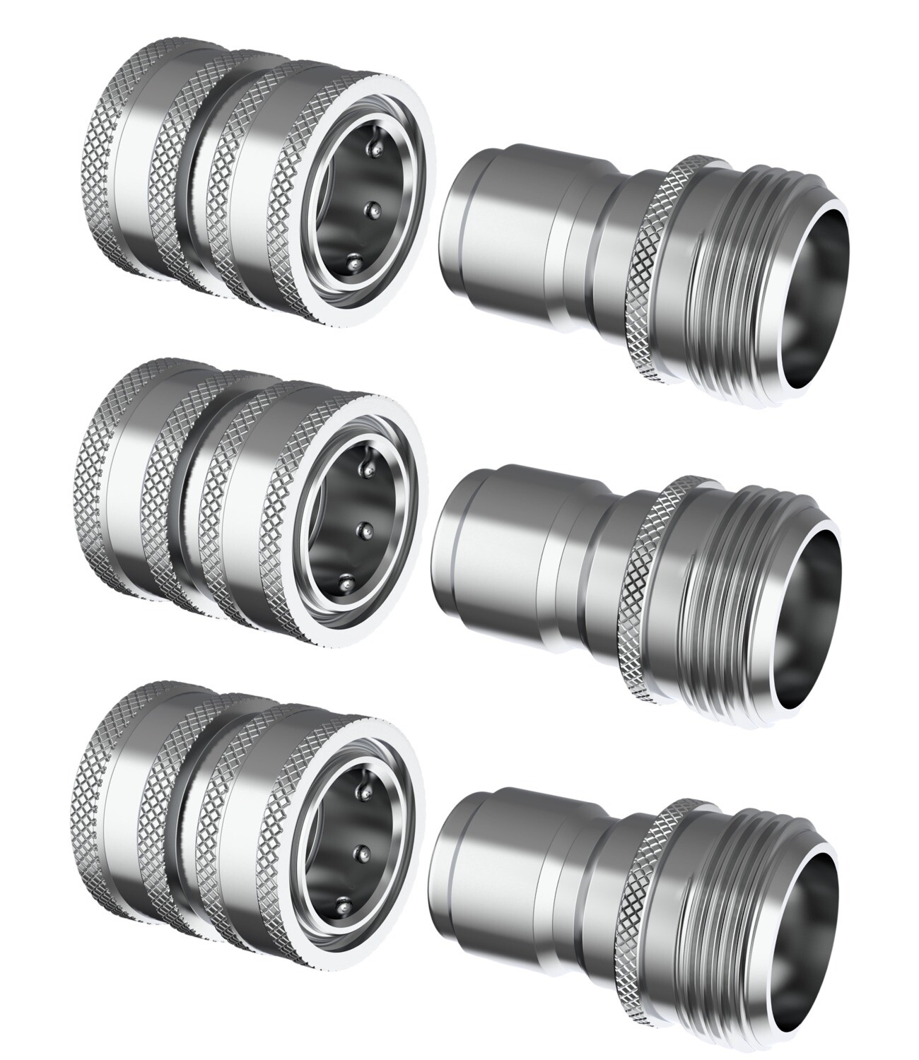 Stainless Steel Garden Hose Quick Connect Set - 3 Female QC x 3 Male Plugs (3x3) gallery