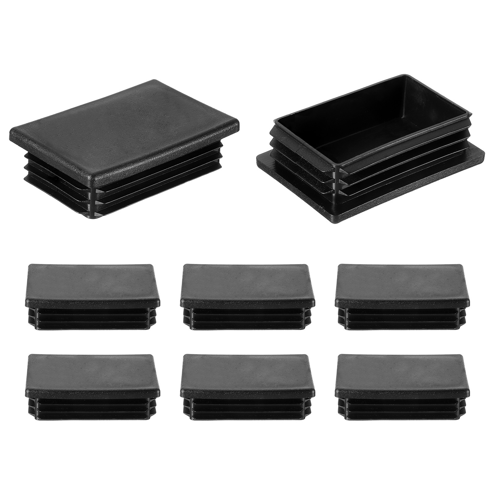8Pcs Rectangle Tubing End Caps 3 x 2 Inch Plastic Plugs Black gallery